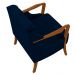 Poltrona Decorativa Braços em Madeira Hand Veludo Azul Marinho G45 - Gran Belo