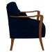 Poltrona Decorativa Braços em Madeira Hand Veludo Azul Marinho G45 - Gran Belo