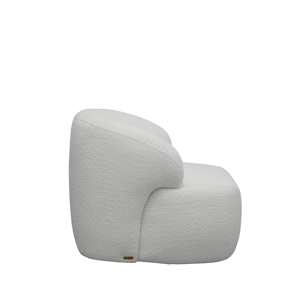 Poltrona Decorativa Charlote Sala de Estar Base Fixa Bouclê Cinza G88 - Gran Belo