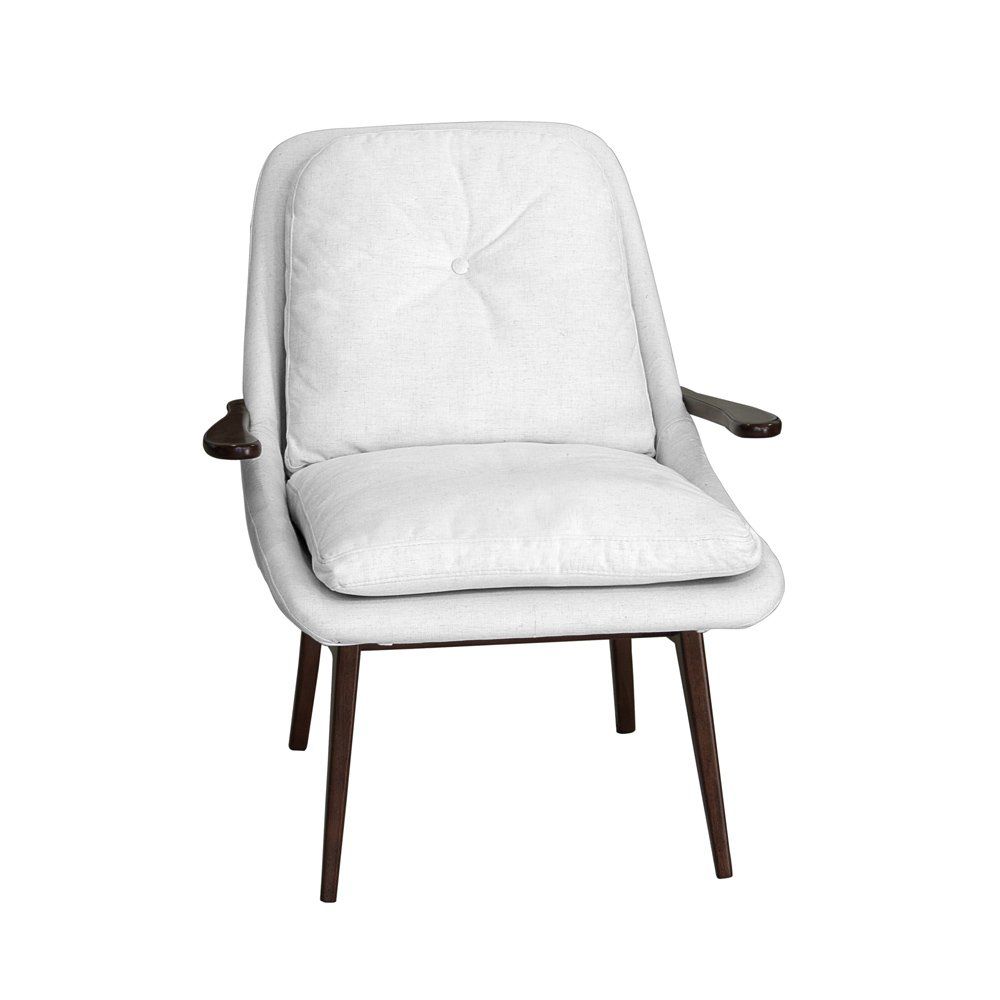 Poltrona Decorativa Cintia com Pés Madeira Linho Palha G38 - Gran Belo