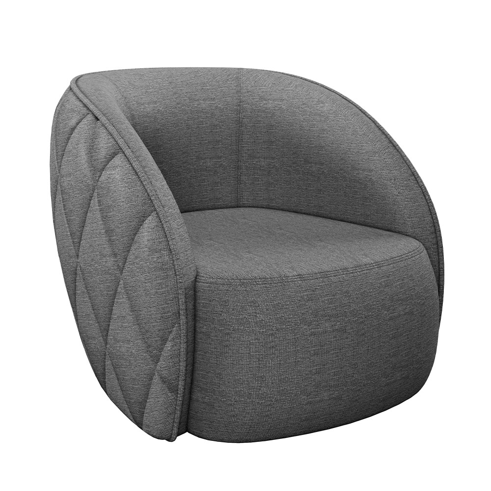 Poltrona Decorativa Clarke Linho Chumbo G45 - Gran Belo