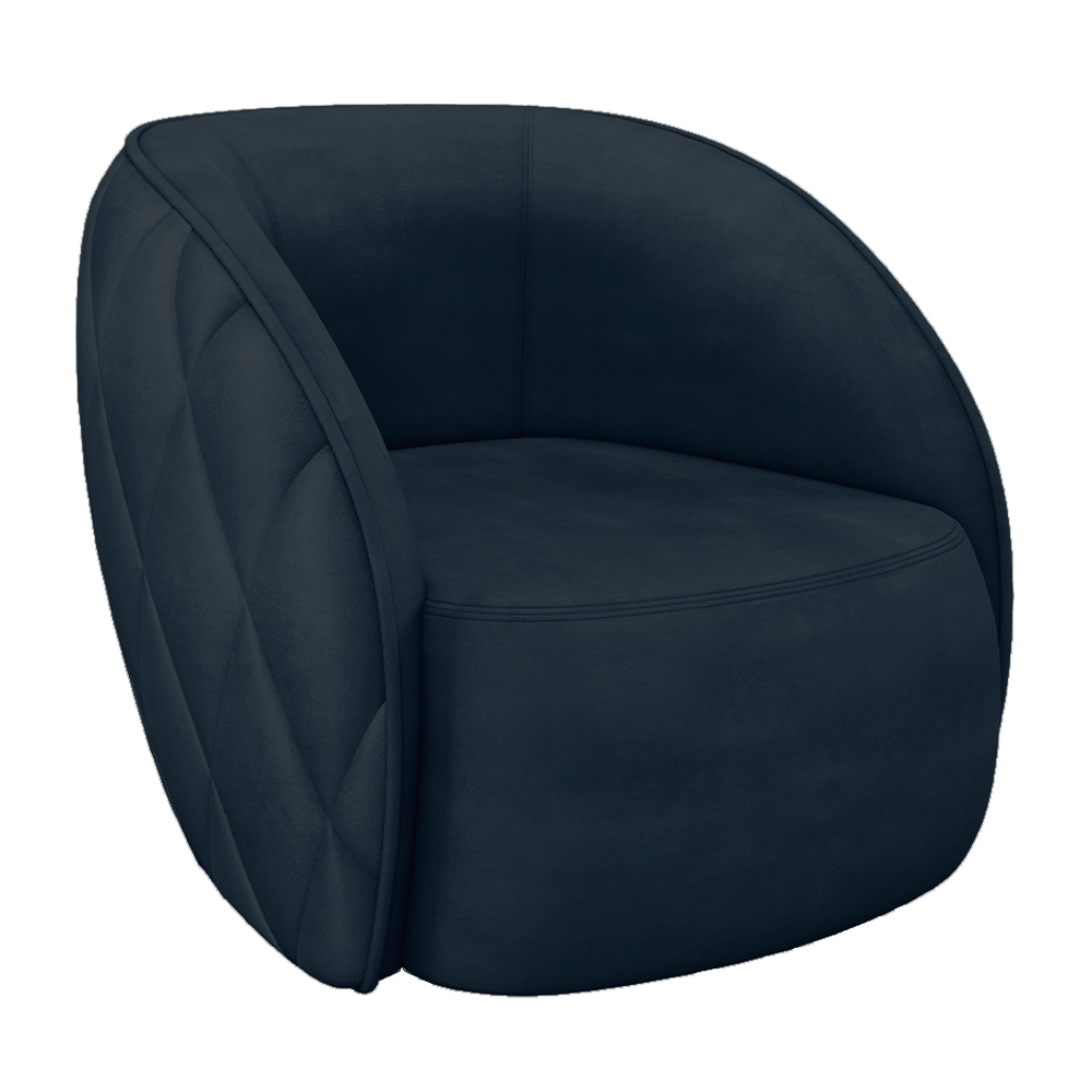 Poltrona Decorativa Clarke Veludo Azul Marinho G45 - Gran Belo