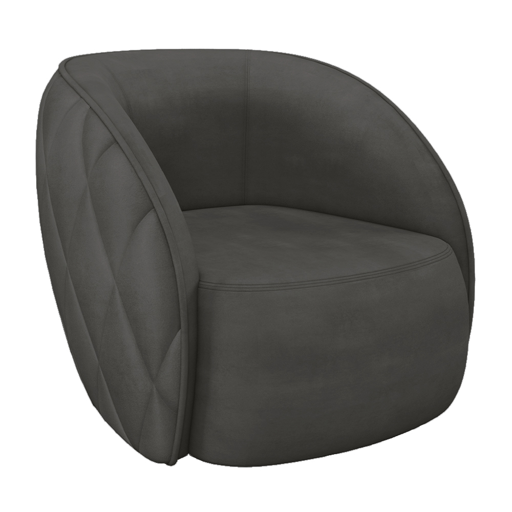 Poltrona Decorativa Clarke Veludo Cinza G45 - Gran Belo