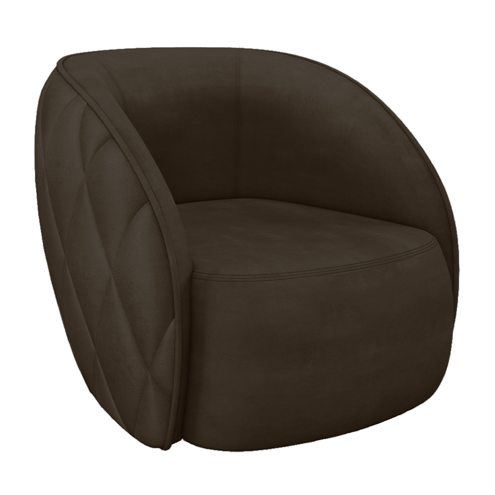 Poltrona Decorativa Clarke Veludo Marrom G45 - Gran Belo