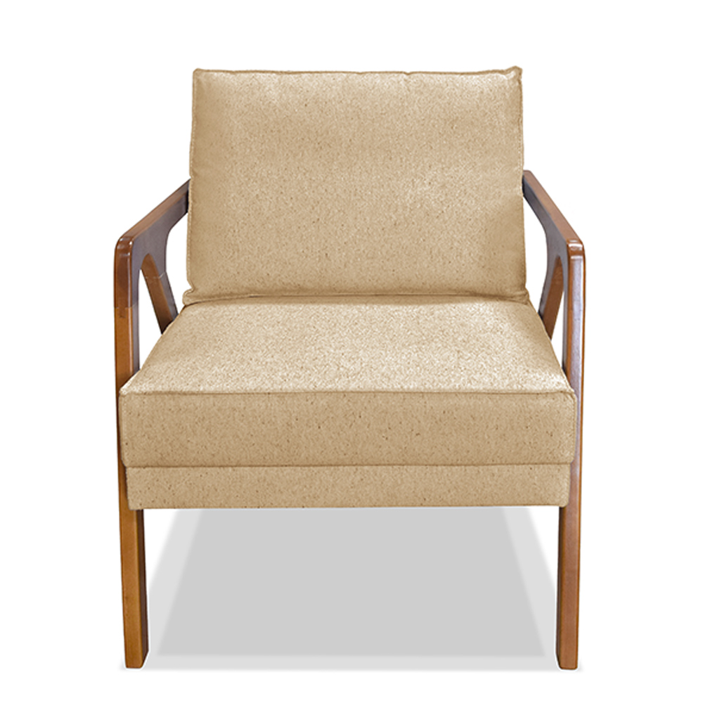 Poltrona Decorativa De Luxo Frida Linho Dourado G63 - Gran Belo