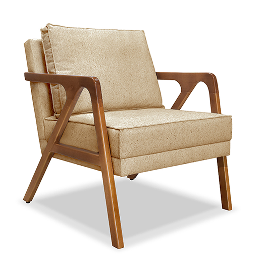 Poltrona Decorativa De Luxo Frida Linho Dourado G63 - Gran Belo