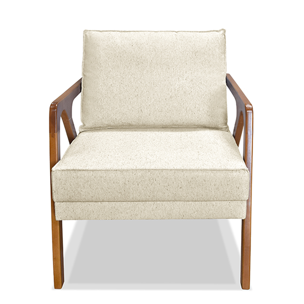 Poltrona Decorativa De Luxo Frida Linho Rústico Natural G63 - Gran Belo