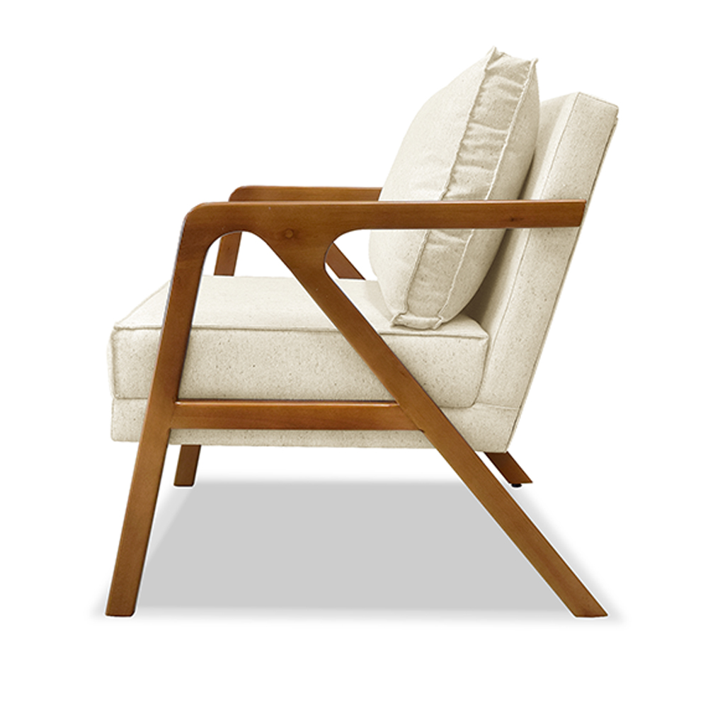 Poltrona Decorativa De Luxo Frida Linho Rústico Natural G63 - Gran Belo
