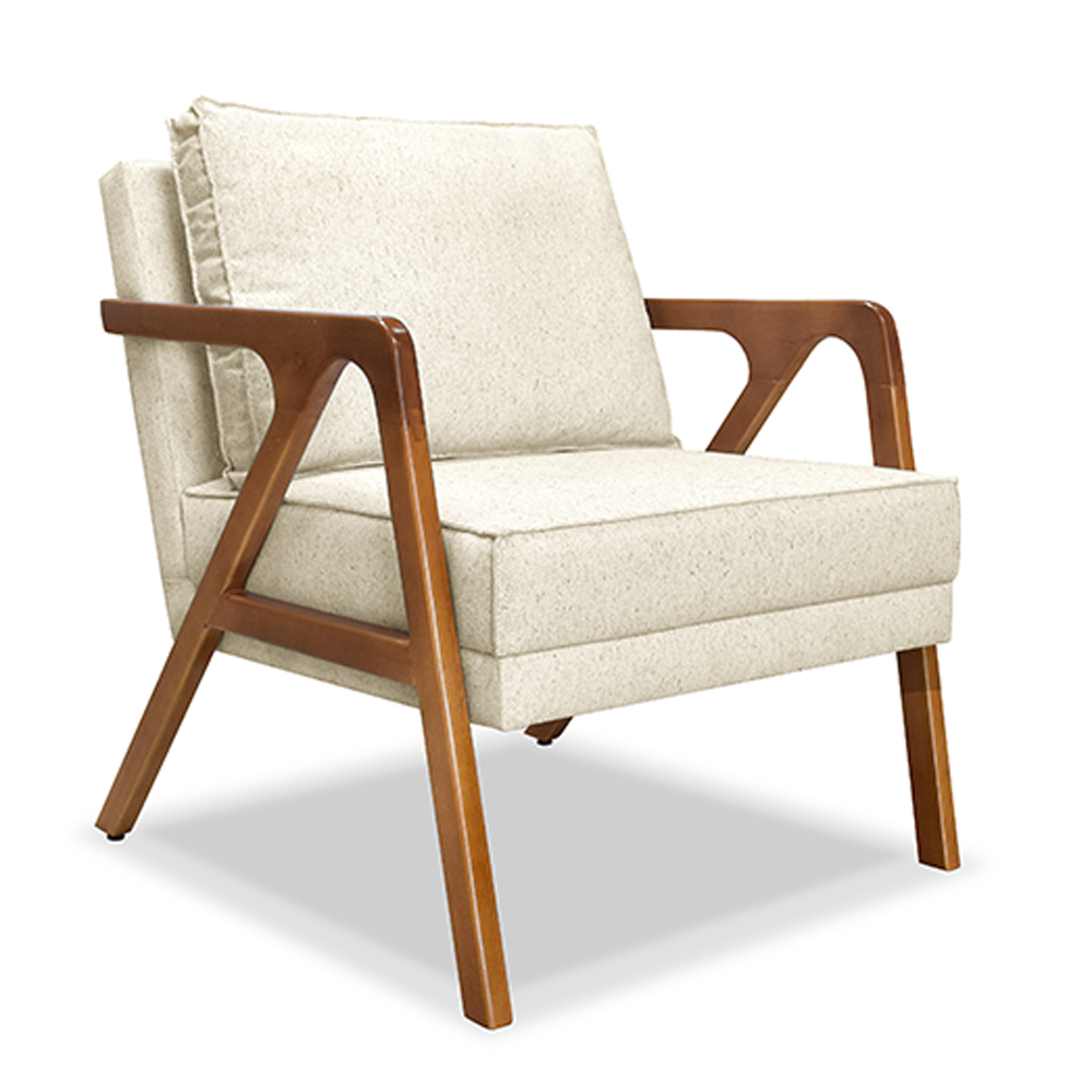 Poltrona Decorativa De Luxo Frida Linho Rústico Natural G63 - Gran Belo