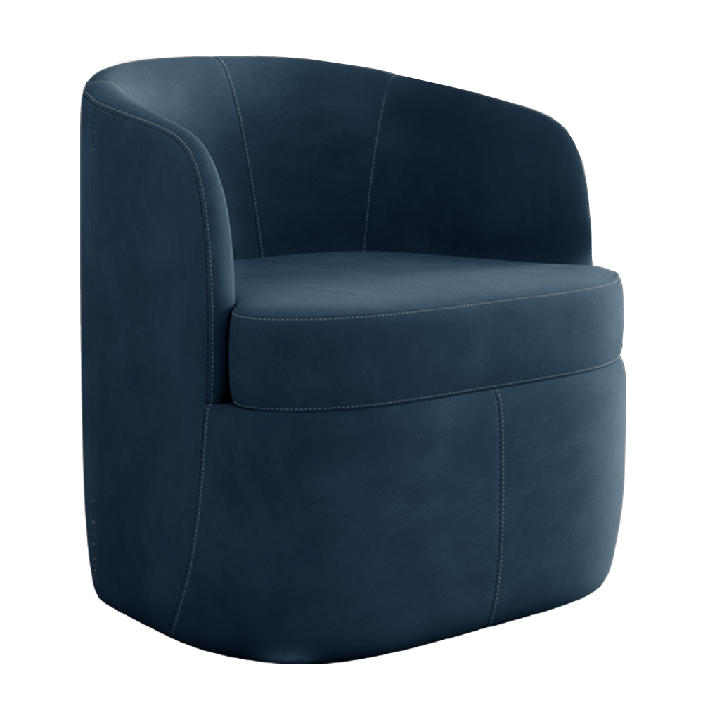 Poltrona Decorativa Design Moderno Bel Sala de Estar Base Giratória Veludo Azul Marinho G33 - Gran Belo