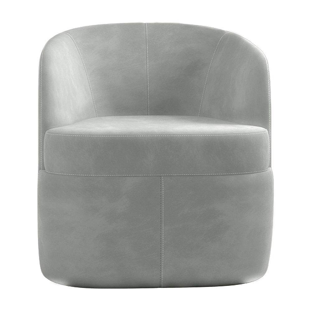 Poltrona Decorativa Design Moderno Bel Sala de Estar Base Giratória Veludo Cinza G33 - Gran Belo
