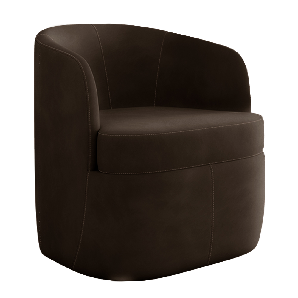 Poltrona Decorativa Design Moderno Bel Sala de Estar Base Giratória Veludo Marrom G33 - Gran Belo