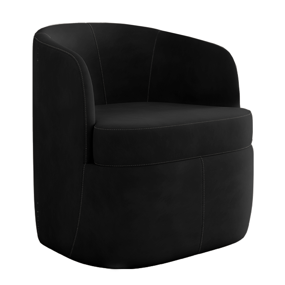 Poltrona Decorativa Design Moderno Bel Sala de Estar Base Giratória Veludo Preto G33 - Gran Belo