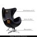 Poltrona Decorativa Egg Chair Lotus nº 12 Preta G53 - Gran Belo