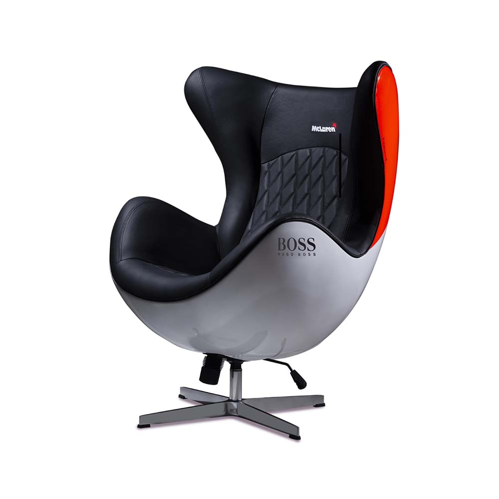 Poltrona Decorativa Egg Chair MP4 SN 88 Branco/Vermelho G53 - Gran Belo