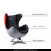 Poltrona Decorativa Egg Chair MP4 SN 88 Branco/Vermelho G53 - Gran Belo