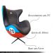 Poltrona Decorativa Egg Chair Nº20 c/Regulagem de Altura Azul/Laranja G53 - Gran Belo