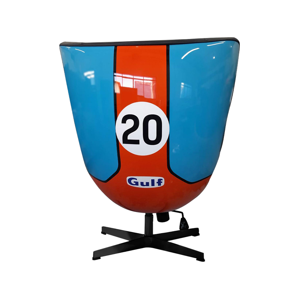 Poltrona Decorativa Egg Chair Nº20 c/Regulagem de Altura Azul/Laranja G53 - Gran Belo