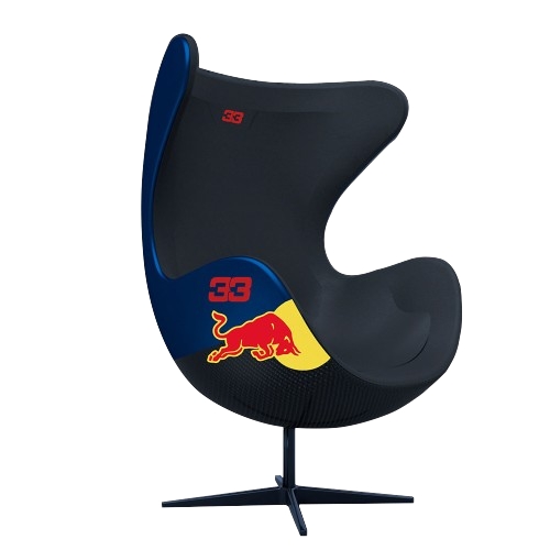 Poltrona Decorativa Egg Chair RB Nº33 c/Regulagem de Altura Azul/Preto G53 - Gran Belo