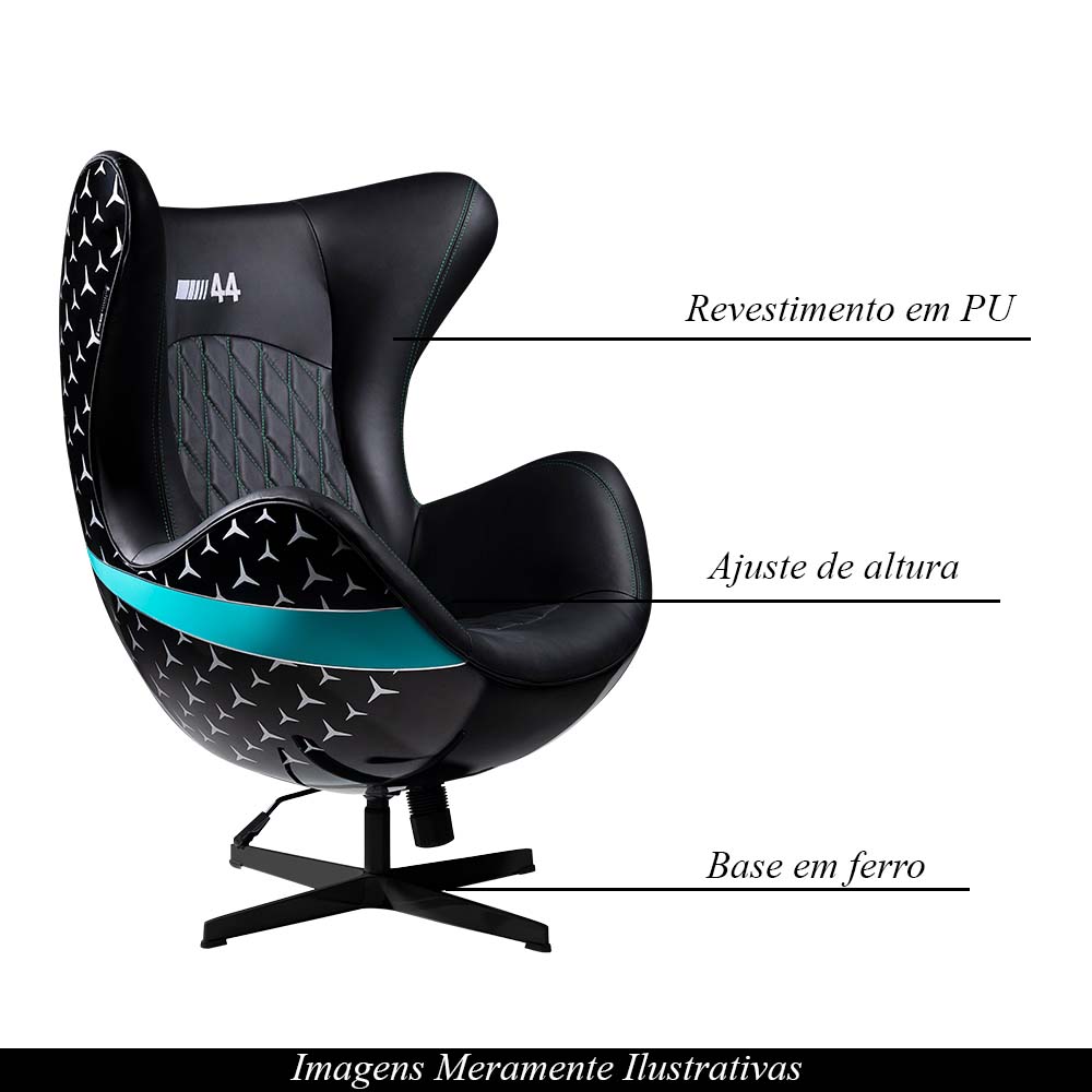 Poltrona Decorativa Egg Chair nº 44 Hamilton Preta G53 - Gran Belo