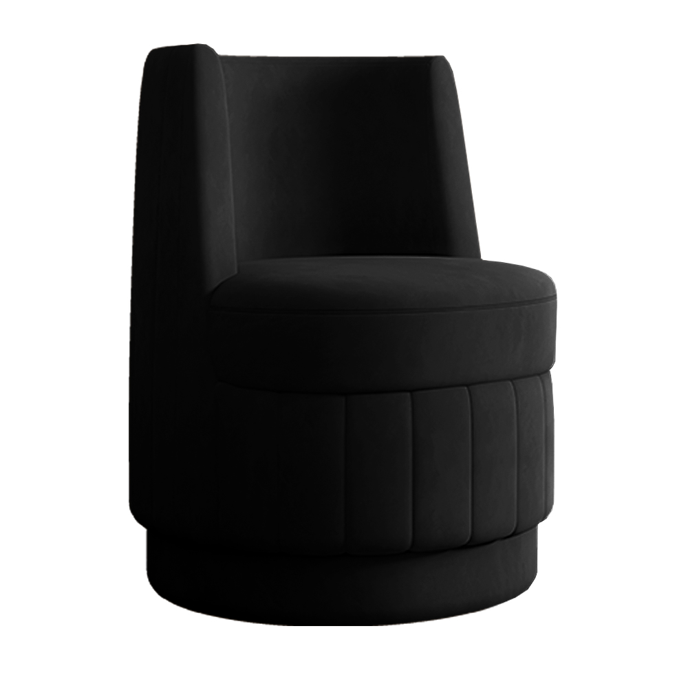Poltrona Decorativa Estilo Único Éfeso Sala de Estar Base Giratória Veludo Preto G33 - Gran Belo