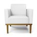 Poltrona Decorativa Isabella Pés Fixo em Madeira Castanho PU Branco G19 - Gran Belo