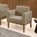 Poltrona Decorativa Isabella Pés Fixo em Madeira Castanho Suede Nude G19 - Gran Belo