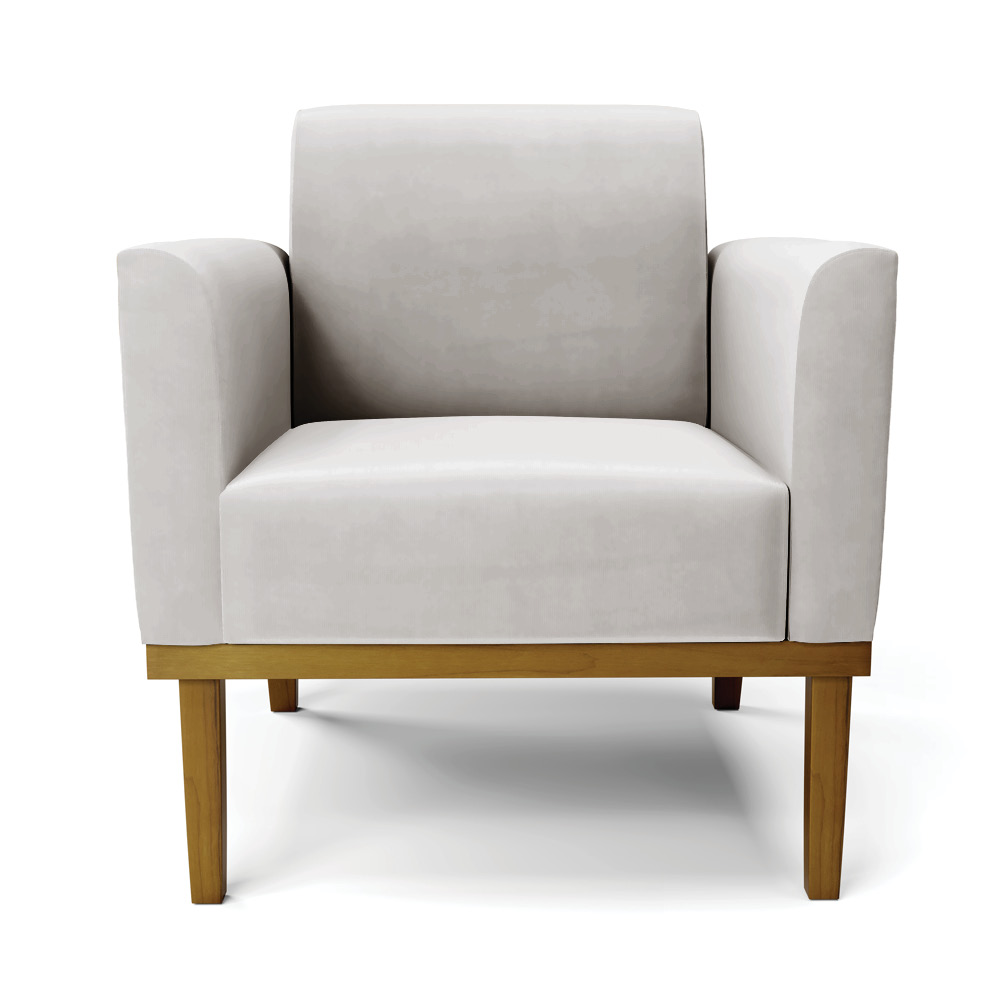 Poltrona Decorativa Isabella Pés Fixo em Madeira Castanho Veludo Cinza G19 - Gran Belo
