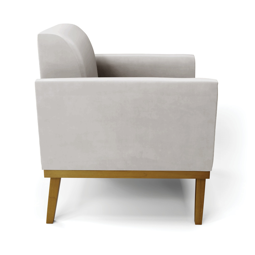 Poltrona Decorativa Isabella Pés Fixo em Madeira Castanho Veludo Cinza G19 - Gran Belo