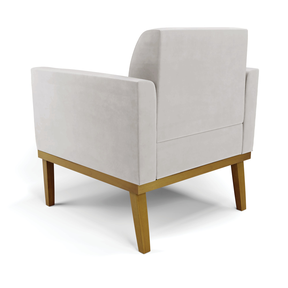 Poltrona Decorativa Isabella Pés Fixo em Madeira Castanho Veludo Cinza G19 - Gran Belo