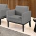 Poltrona Decorativa Isabella Pés Fixo em Madeira Preto Linho Cinza Mesclado G19 - Gran Belo