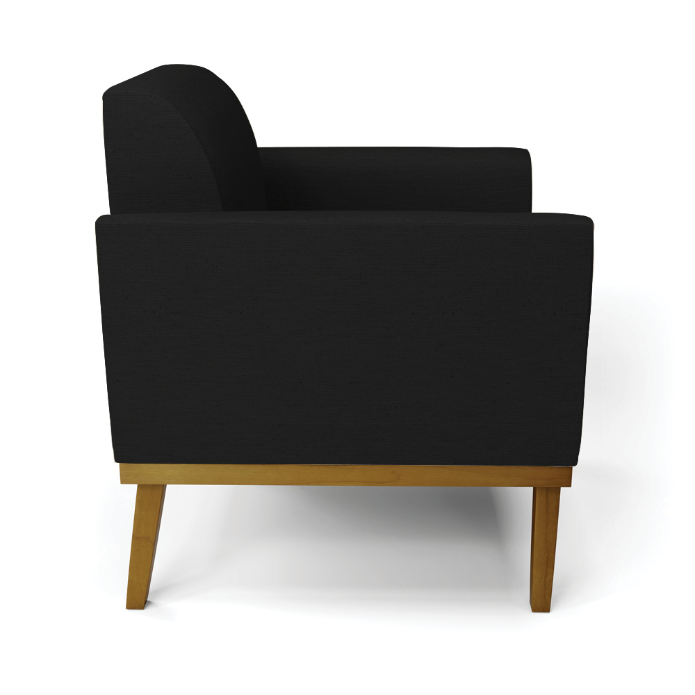 Poltrona Decorativa Isabella Pés Fixo em Madeira Preto Linho Preto G19 - Gran Belo