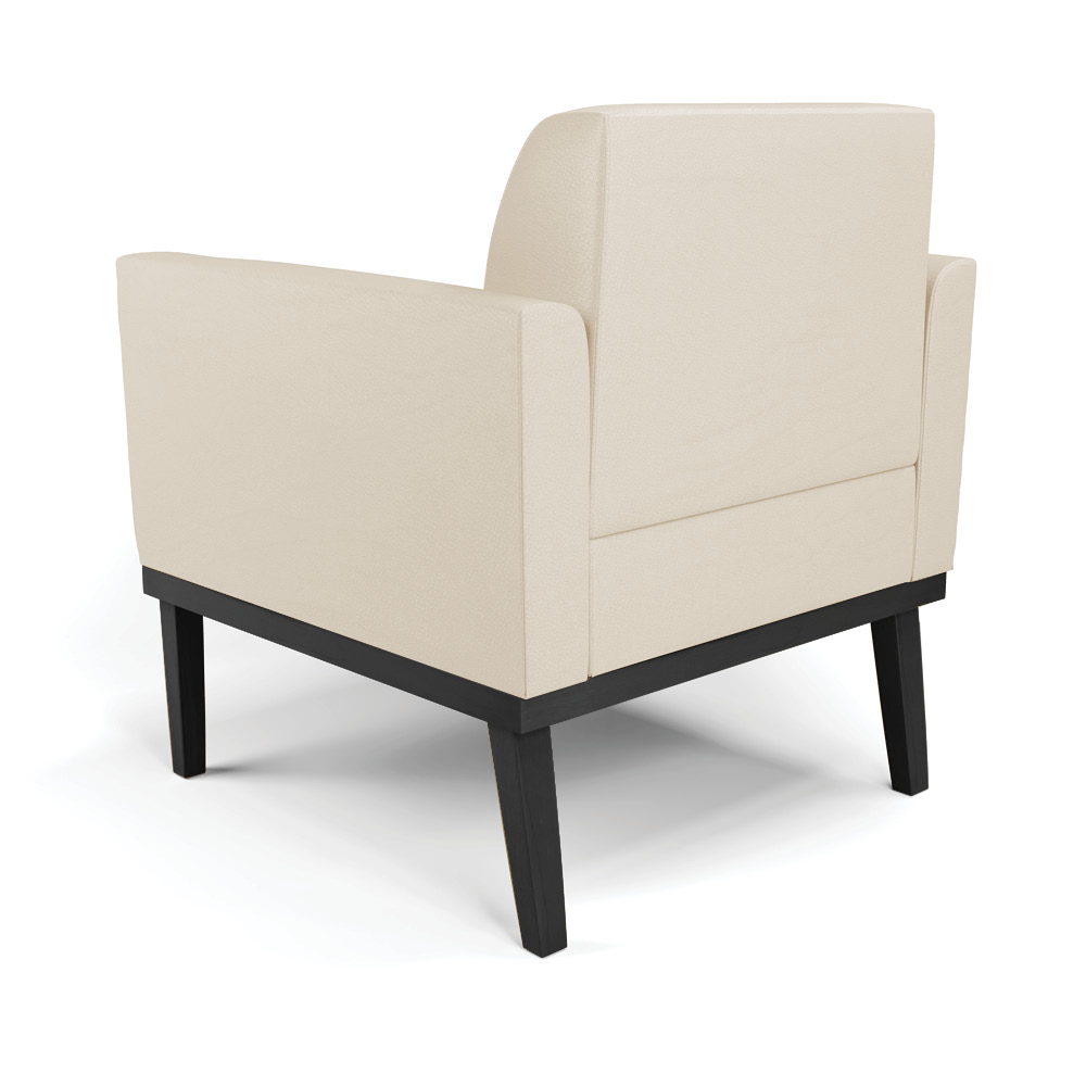 Poltrona Decorativa Isabella Pés Fixo em Madeira Preto PU Bege G19 - Gran Belo