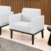 Poltrona Decorativa Isabella Pés Fixo em Madeira Preto PU Branco G19 - Gran Belo