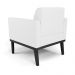 Poltrona Decorativa Isabella Pés Fixo em Madeira Preto PU Branco G19 - Gran Belo