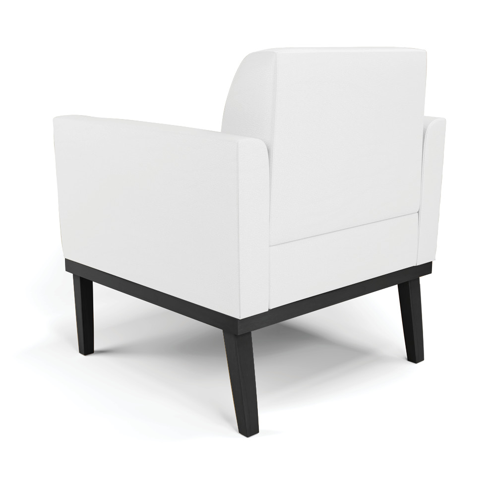 Poltrona Decorativa Isabella Pés Fixo em Madeira Preto PU Branco G19 - Gran Belo