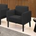 Poltrona Decorativa Isabella Pés Fixo em Madeira Preto PU Preto G19 - Gran Belo