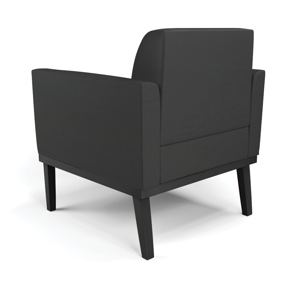 Poltrona Decorativa Isabella Pés Fixo em Madeira Preto PU Preto G19 - Gran Belo