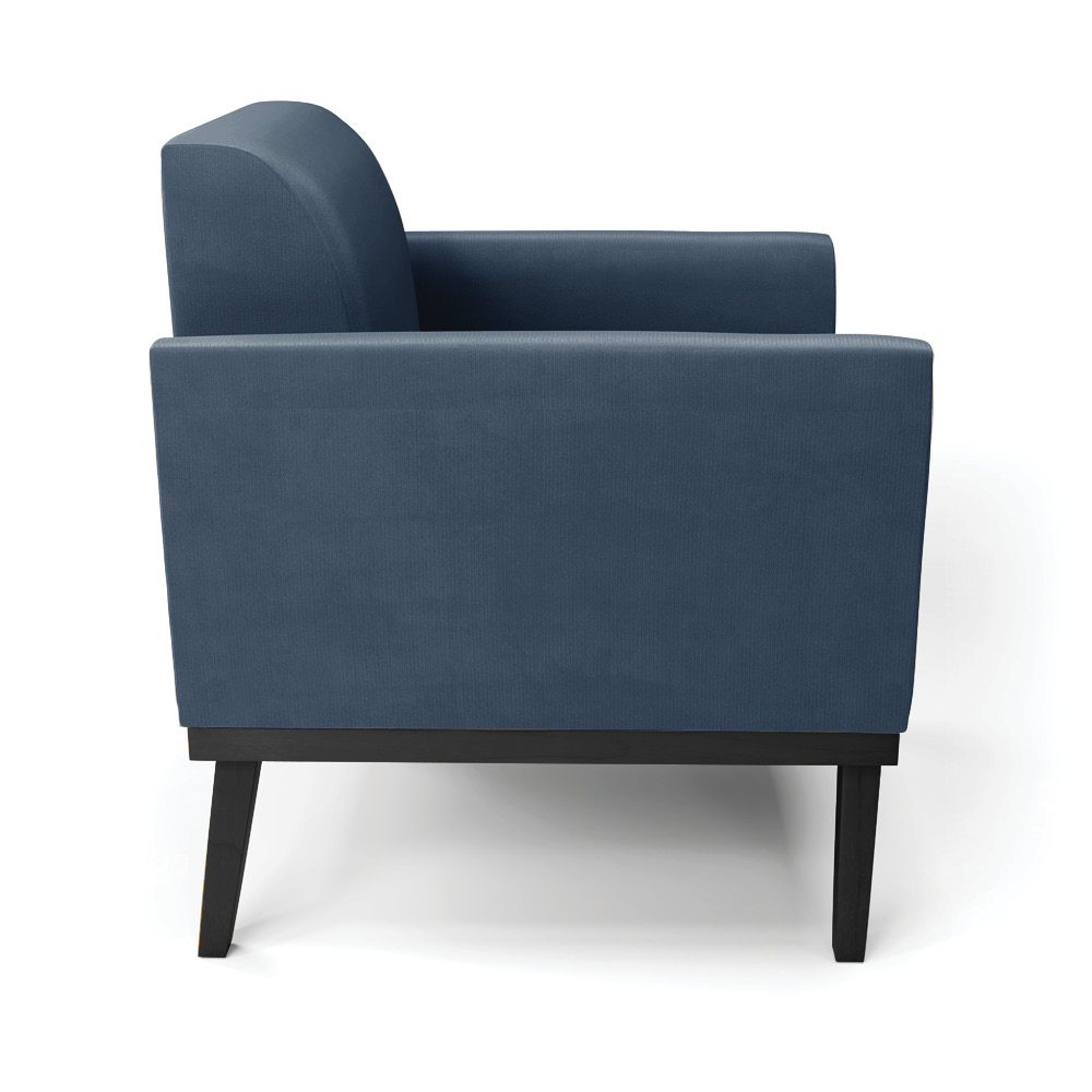 Poltrona Decorativa Isabella Pés Fixo em Madeira Preto Suede Azul Marinho G19 - Gran Belo