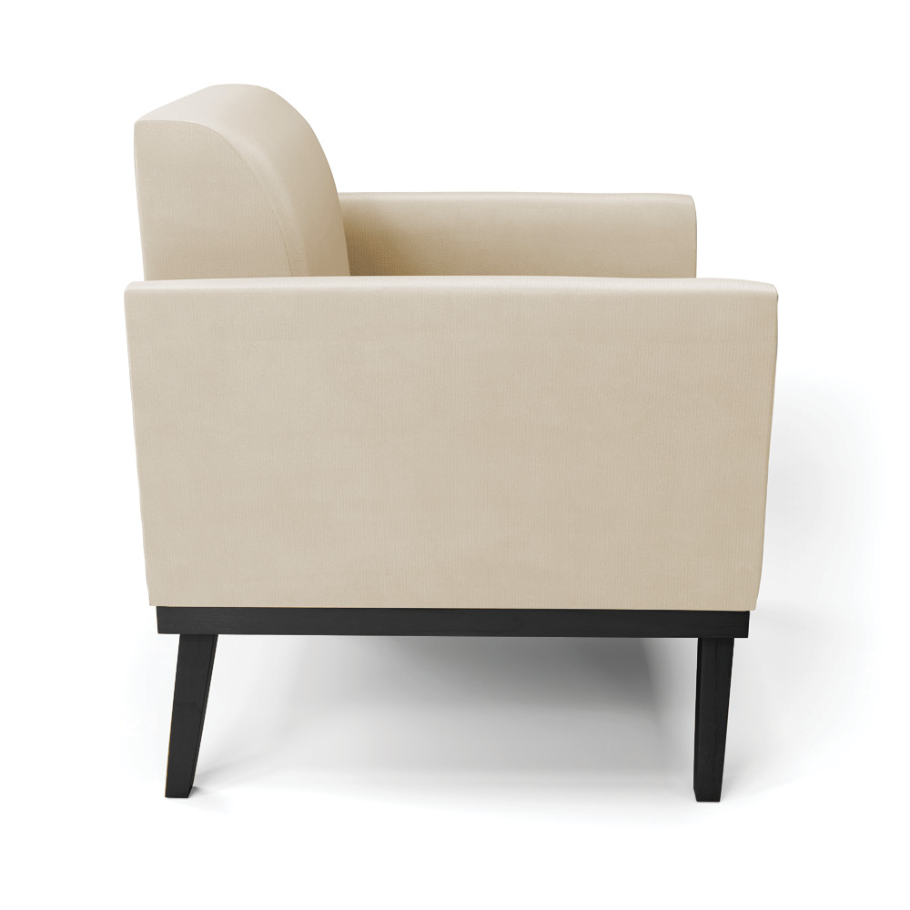 Poltrona Decorativa Isabella Pés Fixo em Madeira Preto Suede Bege G19 - Gran Belo
