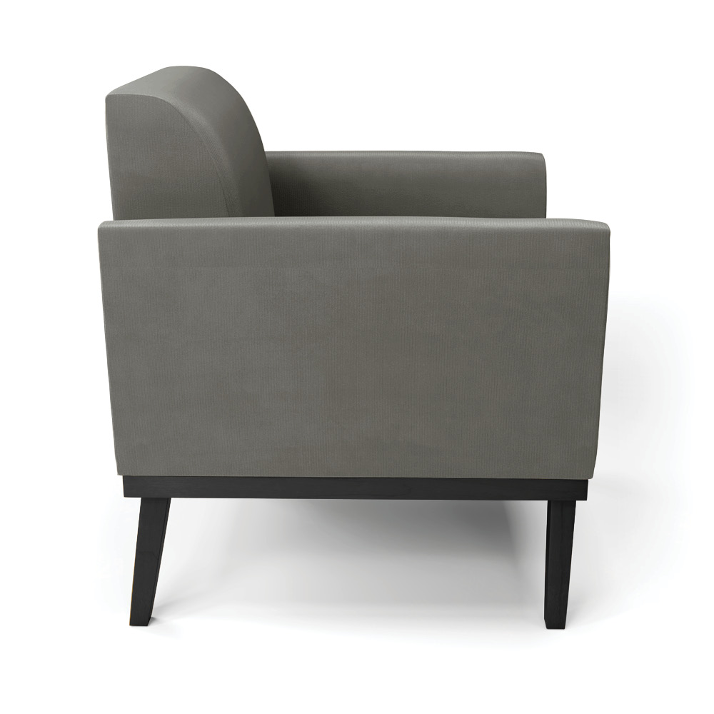 Poltrona Decorativa Isabella Pés Fixo em Madeira Preto Suede Grafite G19 - Gran Belo