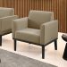 Poltrona Decorativa Isabella Pés Fixo em Madeira Preto Suede Nude G19 - Gran Belo