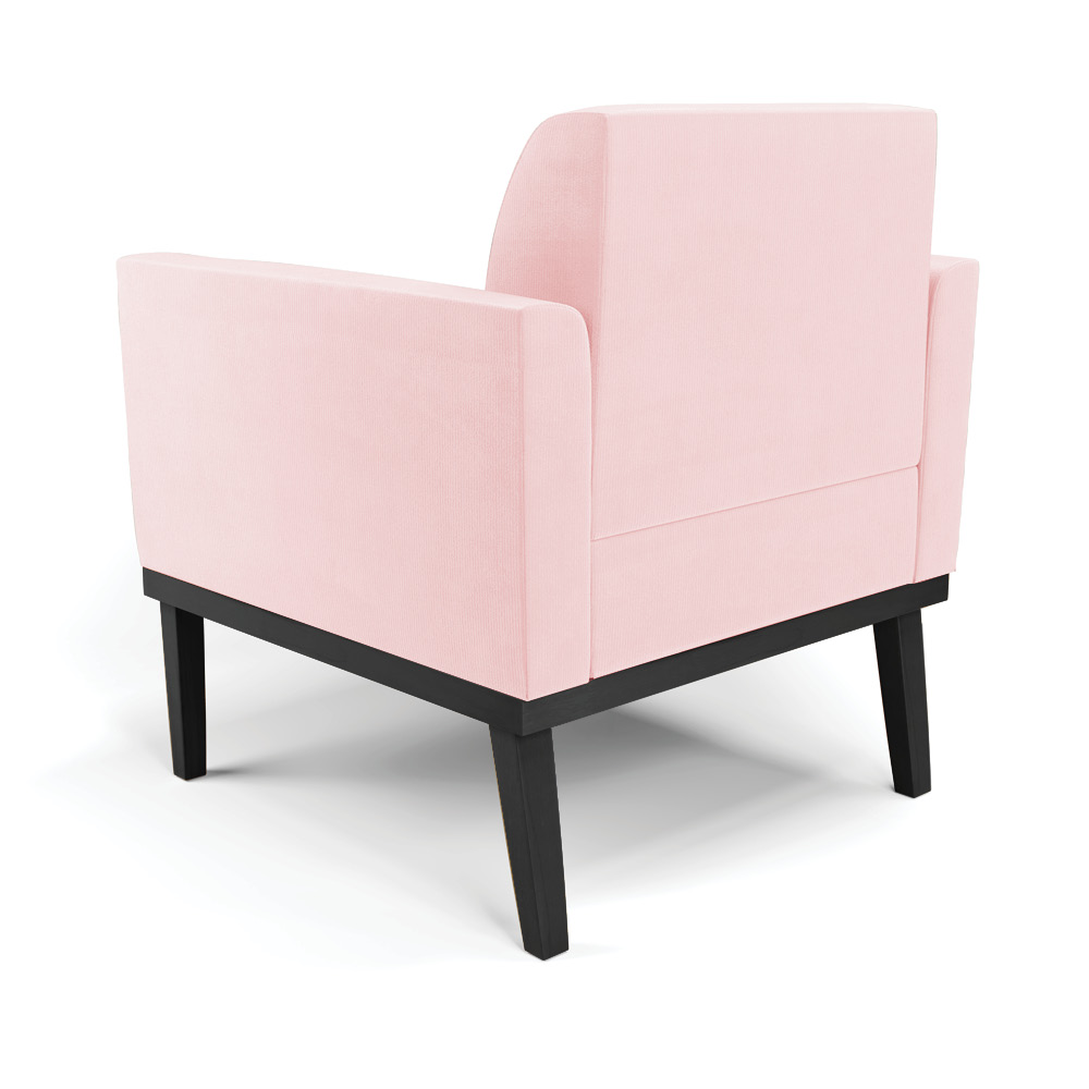 Poltrona Decorativa Isabella Pés Fixo em Madeira Preto Suede Rosa Bebê G19 - Gran Belo