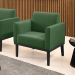 Poltrona Decorativa Isabella Pés Fixo em Madeira Preto Suede Verde G19 - Gran Belo