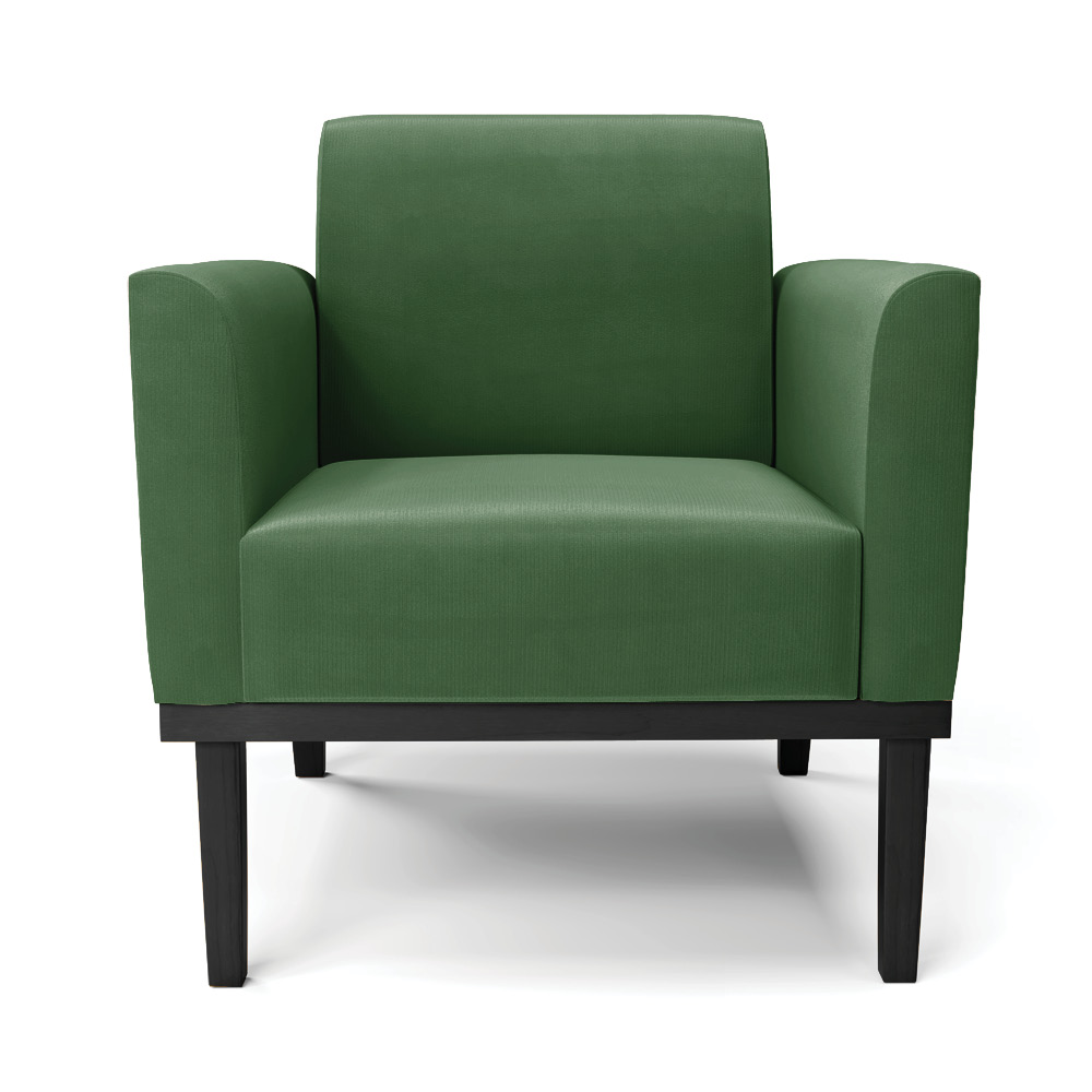 Poltrona Decorativa Isabella Pés Fixo em Madeira Preto Suede Verde G19 - Gran Belo