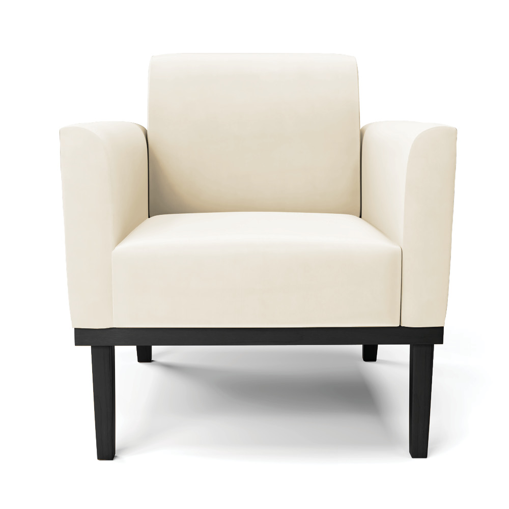 Poltrona Decorativa Isabella Pés Fixo em Madeira Preto Veludo Bege G19 - Gran Belo