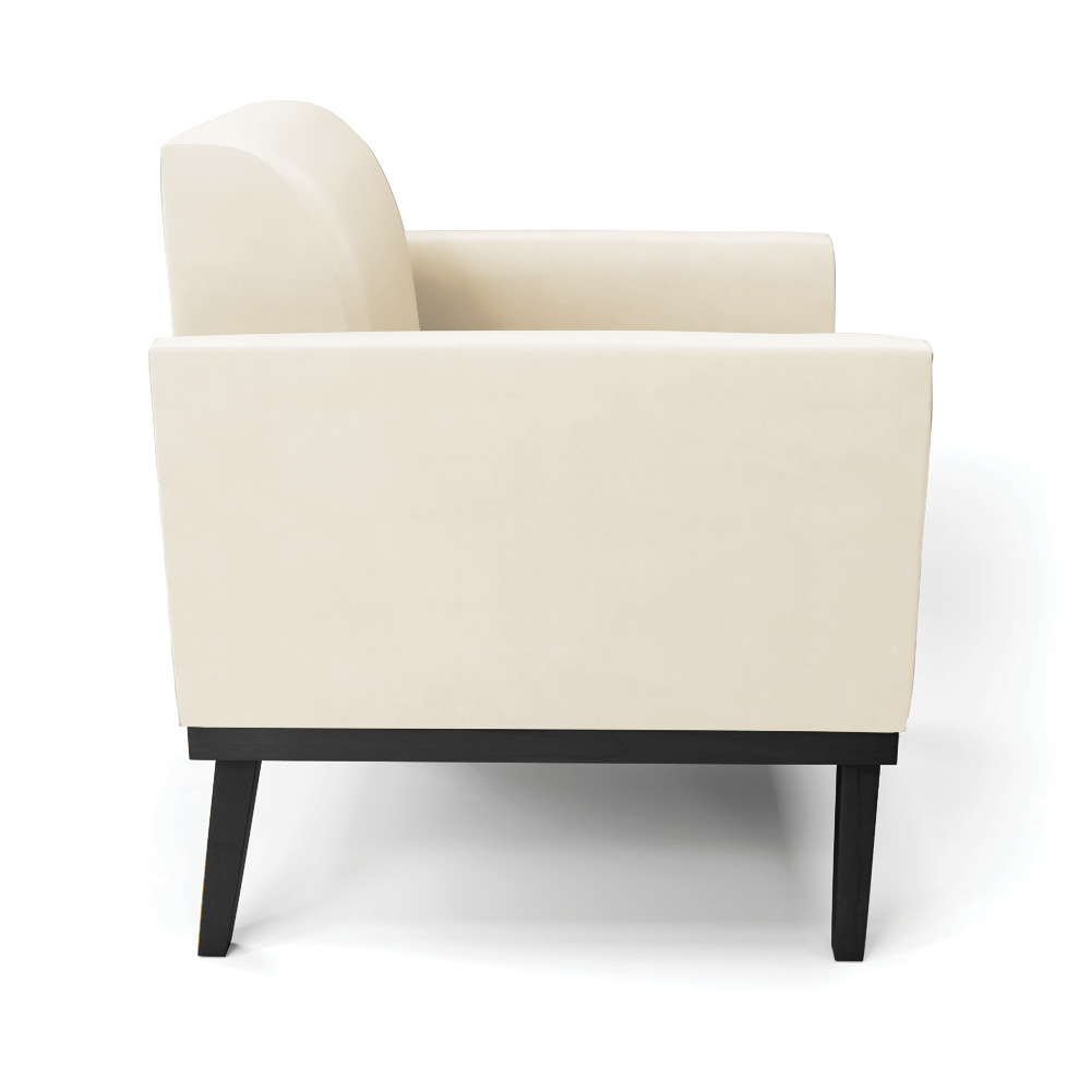 Poltrona Decorativa Isabella Pés Fixo em Madeira Preto Veludo Bege G19 - Gran Belo