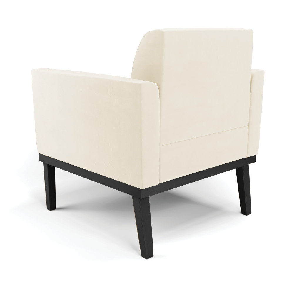 Poltrona Decorativa Isabella Pés Fixo em Madeira Preto Veludo Bege G19 - Gran Belo