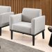 Poltrona Decorativa Isabella Pés Fixo em Madeira Preto Veludo Cinza G19 - Gran Belo