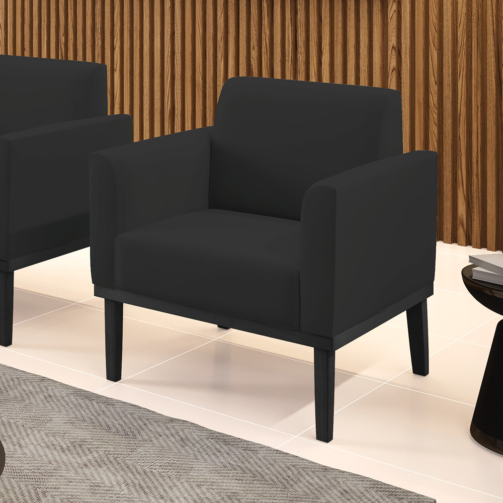 Poltrona Decorativa Isabella Pés Fixo em Madeira Preto Veludo Preto G19 - Gran Belo